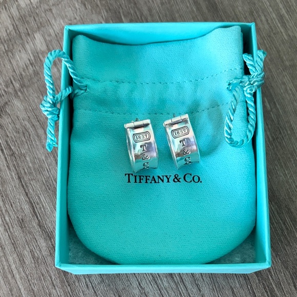 Tiffany & Co. Vintage Sterling Silver 1837 Hoop Earrings - Picture 3 of 8